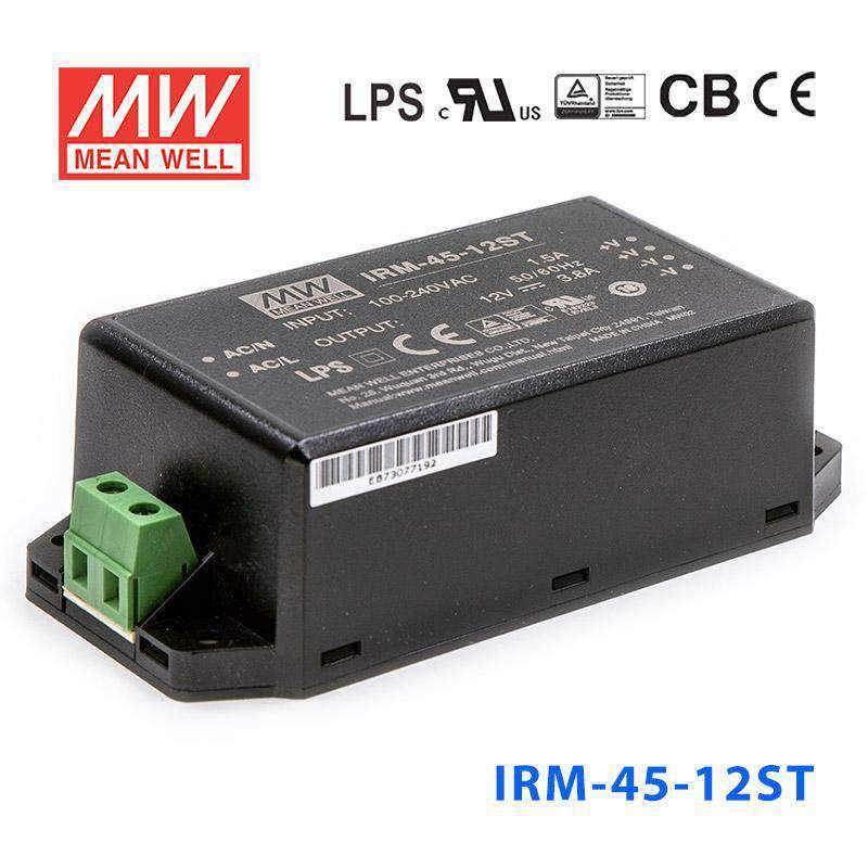 Mean Well IRM-45-12ST Switching Power Supply 45.6W 12V 3.8A - Encapsulated