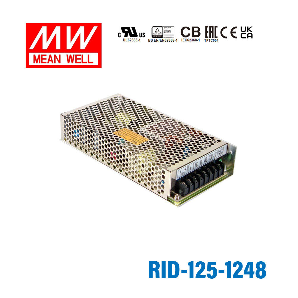 Mean Well RID-125-1248 AC-DC Dual output enclosed power supply 125W 2.3A