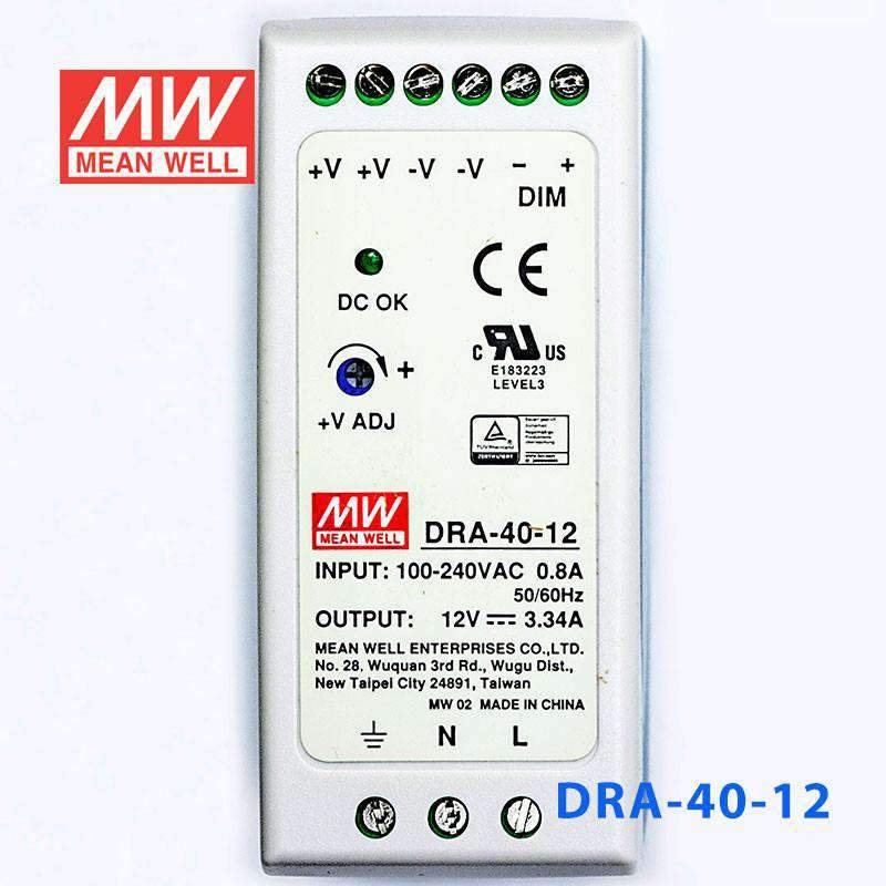 Mean Well DRA-40-12 Single Output Switching Power Supply 40W 12V 3.34A - DIN Rail - PHOTO 2