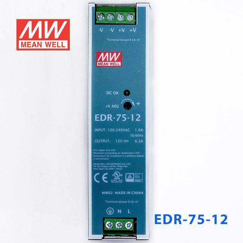 Mean Well EDR-75-12 Single Output Industrial Power Supply 75W 12V - DIN Rail - PHOTO 2