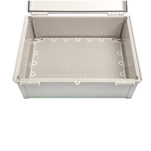 Boxco Q-Series 15.75 x 19.69 x 6.30 Inches(400 x 500 x 160mm) Plastic Enclosure, IP67, IK08, ABS, Transparent Cover, Plastic Hinge and Latch Type