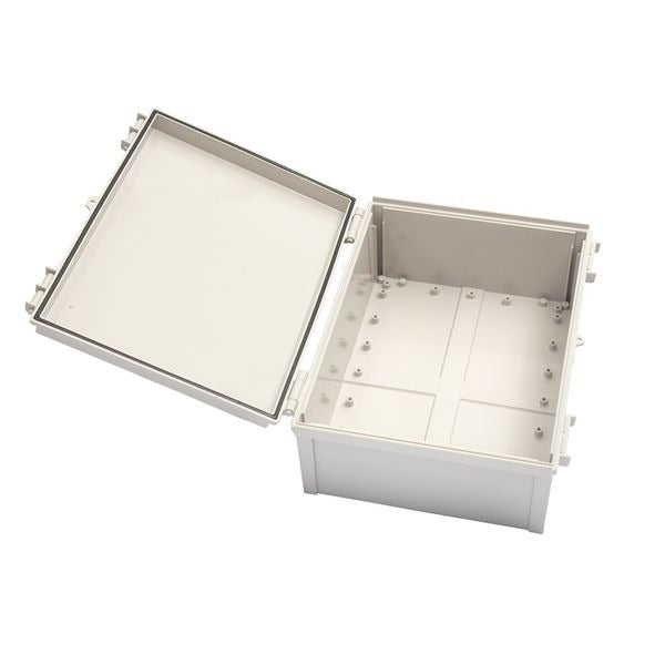 Boxco Q-Series 9.84 x 13.78 x 6.30 Inches(250 x 350 x 160mm) Plastic Enclosure, IP67, IK08, ABS, Transparent Cover, Plastic Hinge and Latch Type