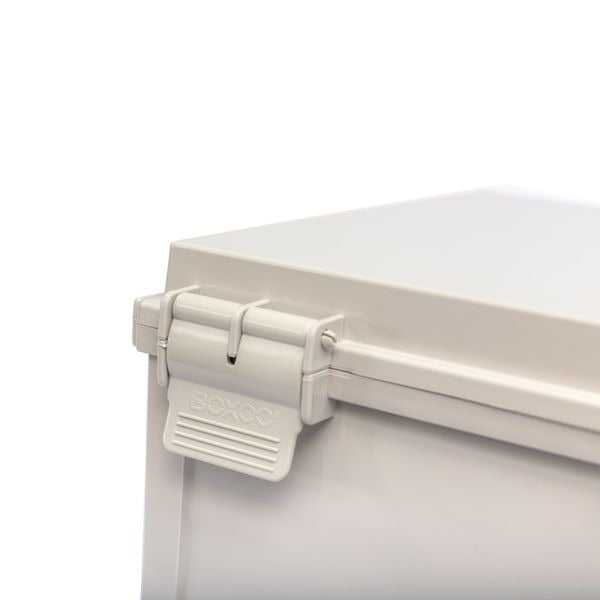 Boxco Q-Series 15.75 x 19.69 x 7.87 Inches(400 x 500 x 200mm) Plastic Enclosure, IP67, IK08, ABS, Transparent Cover, Plastic Hinge and Latch Type