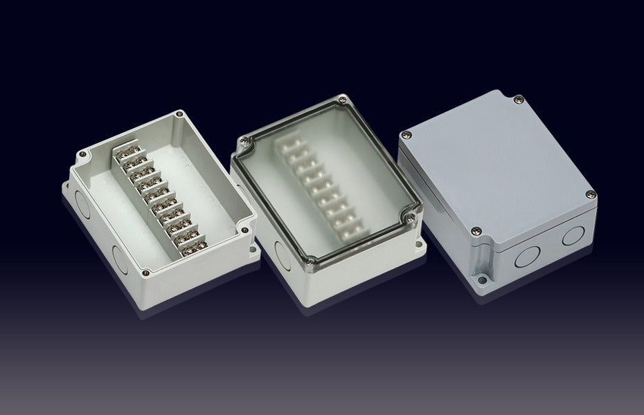 Boxco Terminal Box 10-pole 2.95 x 4.92 x 1.69 Inches(75 x 125 x 43mm) IP67, IK08, ABS, Transparent Cover