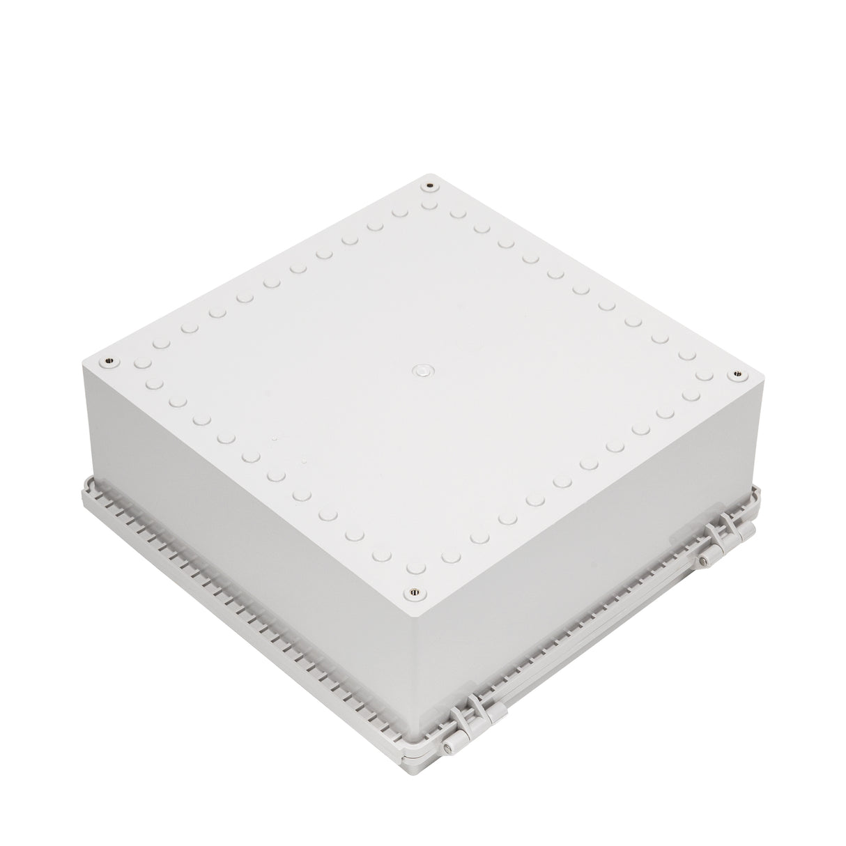 Boxco P-Series 13.78 x 13.78 x 5.91 Inches(350 x 350 x 150mm) Plastic Enclosure, IP67, IK08, PC, Grey Cover, Molded Hinge and Latch Type