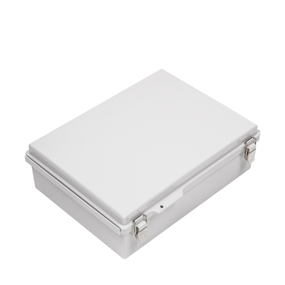 Boxco P-Series 11.81 x 15.75 x 4.72 Inches(300 x 400 x 120mm) Plastic Enclosure, IP67, IK08, PC, Grey Cover, Molded Hinge and Latch Type - PHOTO 1
