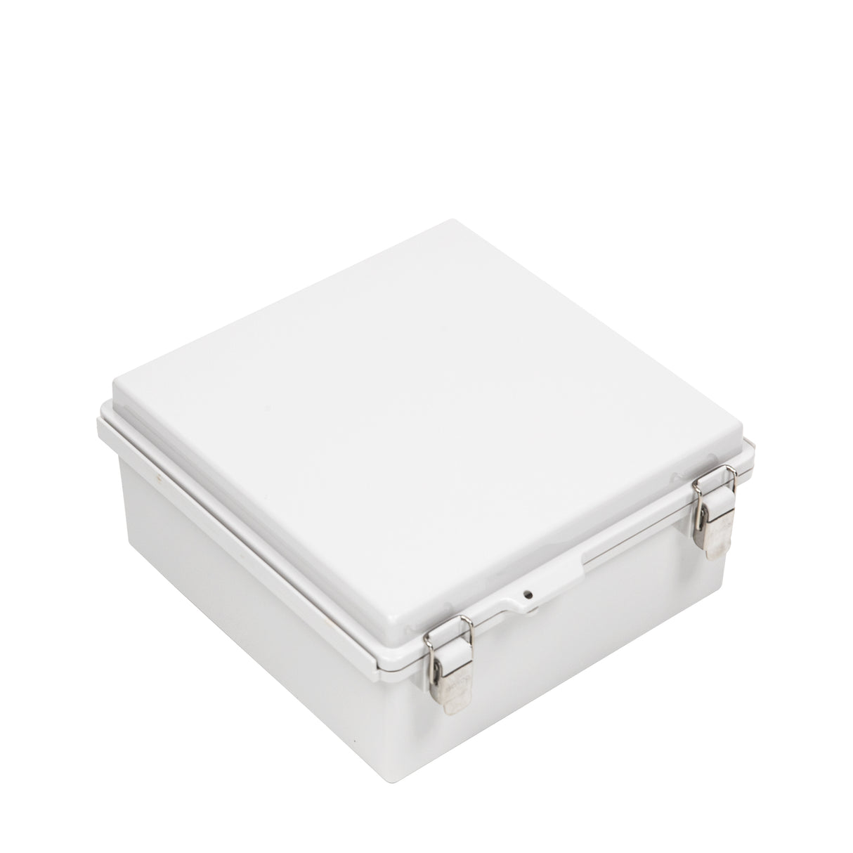 Boxco P-Series 11.02 x 11.02 x 5.12 Inches(280 x 280 x 130mm) Plastic Enclosure, IP67, IK08, PC, Grey Cover, Molded Hinge and Latch Type