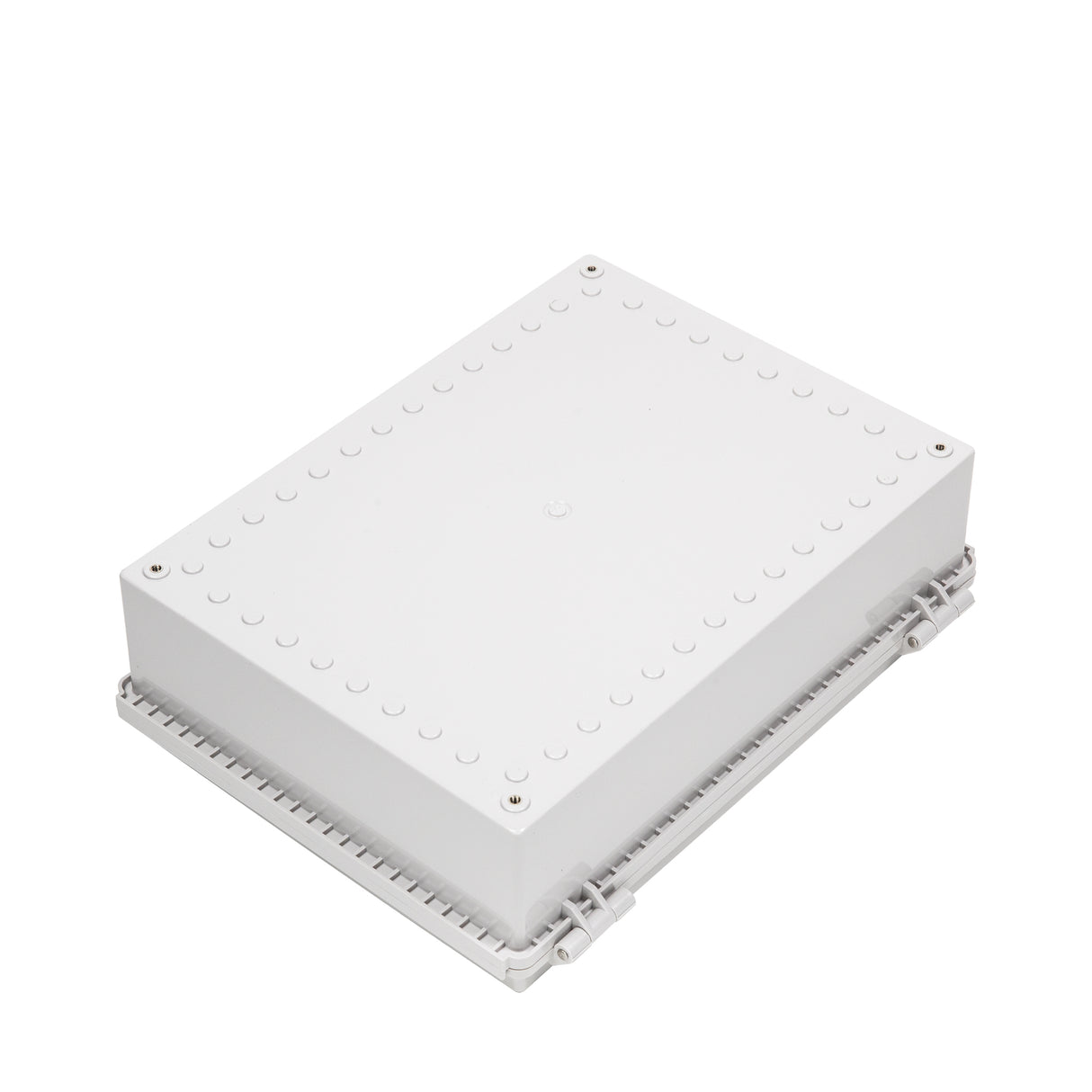 Boxco P-Series 11.81 x 15.75 x 4.72 Inches(300 x 400 x 120mm) Plastic Enclosure, IP67, IK08, ABS, Grey Cover, Molded Hinge and Latch Type