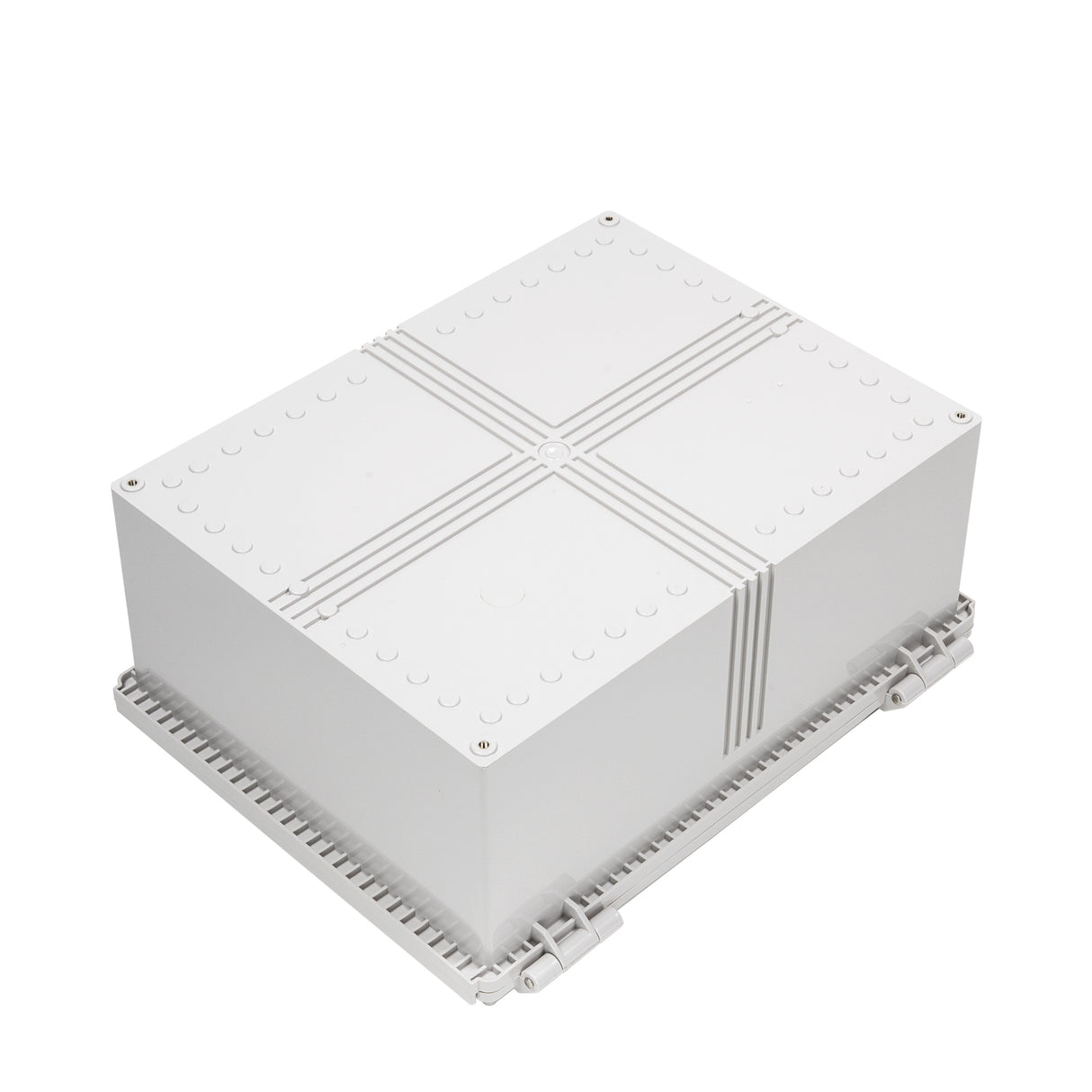 Boxco P-Series 13.78 x 17.72 x 7.87 Inches(350 x 450 x 200mm) Plastic Enclosure, IP67, IK08, PC, Grey Cover, Molded Hinge and Latch Type