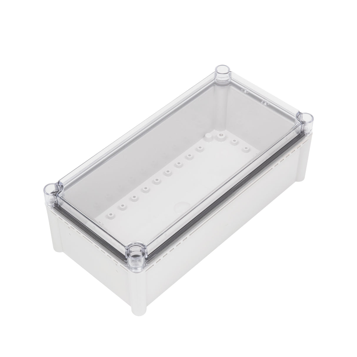 Boxco S-Series 7.48 x 14.96 x 5.12 Inches(190x380x130mm) Plastic Enclosure, IP67, IK08, PC, Transparent Cover, Screw Type