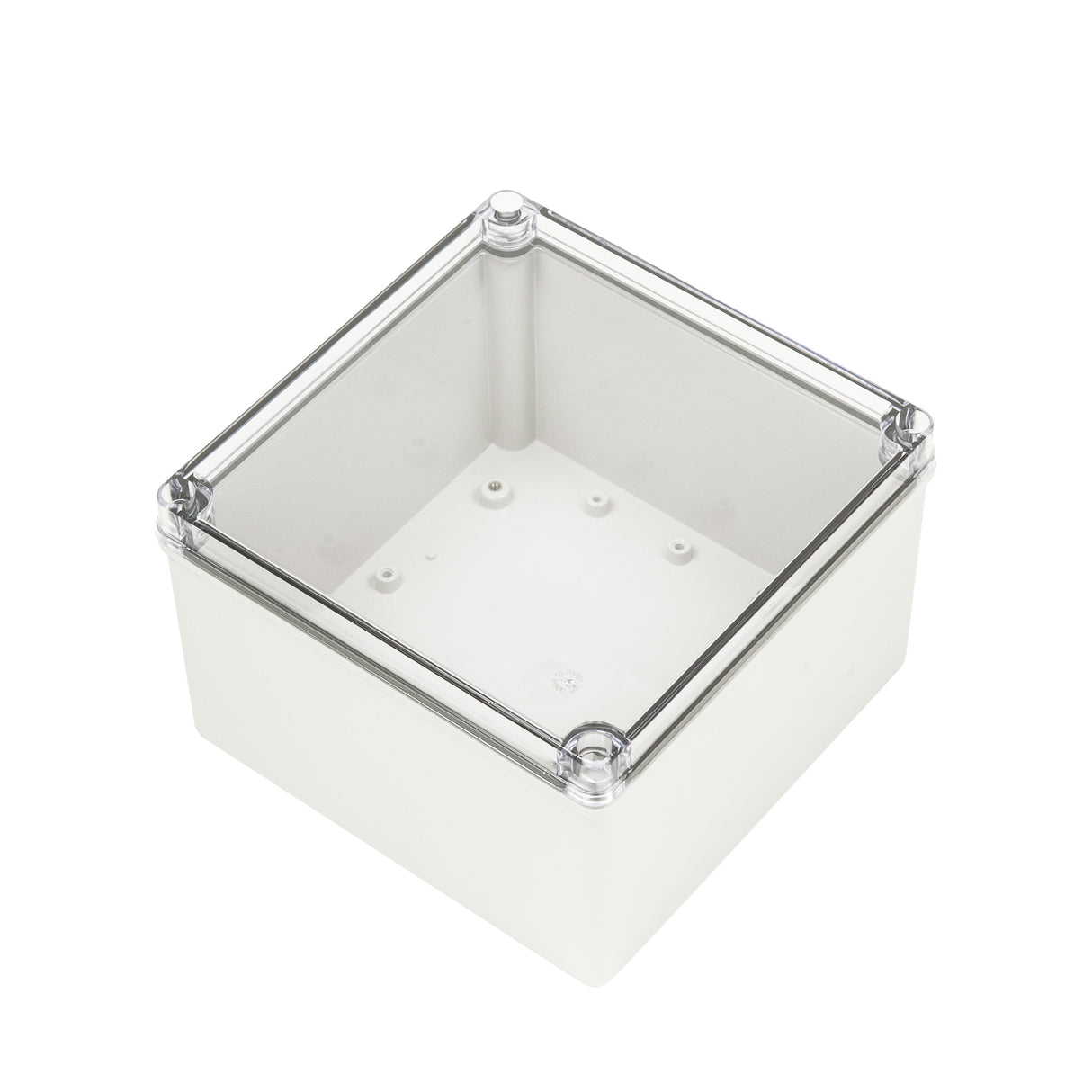 Boxco S-Series 7.87 x 7.87 x 5.12 Inches(200x200x130mm) Plastic Enclosure, IP67, IK08, ABS, Transparent Cover, Screw Type