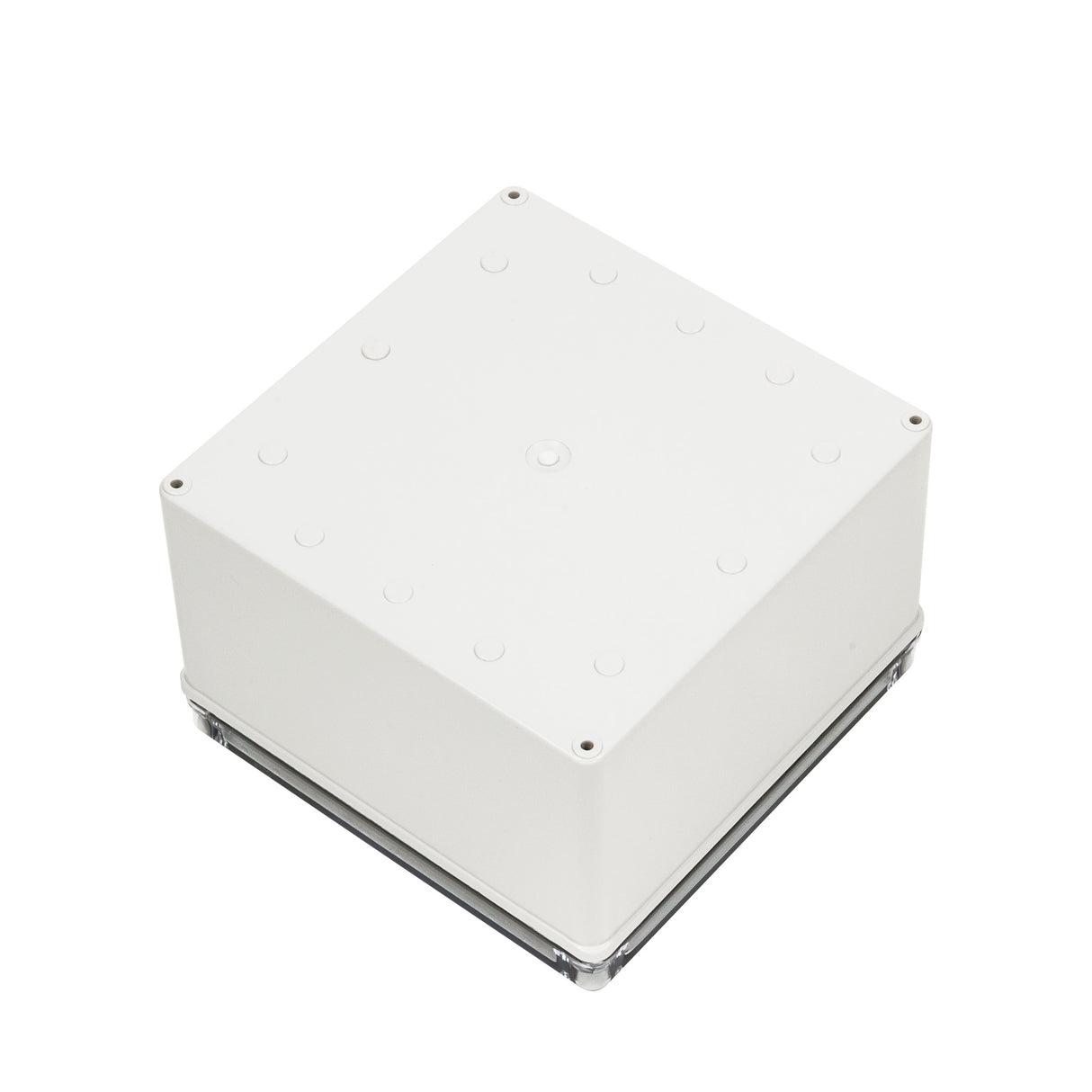 Boxco S-Series 7.87 x 7.87 x 5.12 Inches(200x200x130mm) Plastic Enclosure, IP67, IK08, PC, Transparent Cover, Screw Type