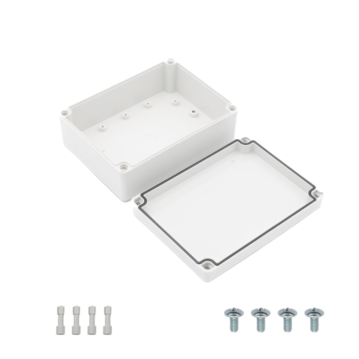 Boxco S-Series 5.91 x 7.87 x 2.95 Inches(150x200x75mm) Plastic Enclosure, IP67, IK08, PC, Grey Cover, Screw Type