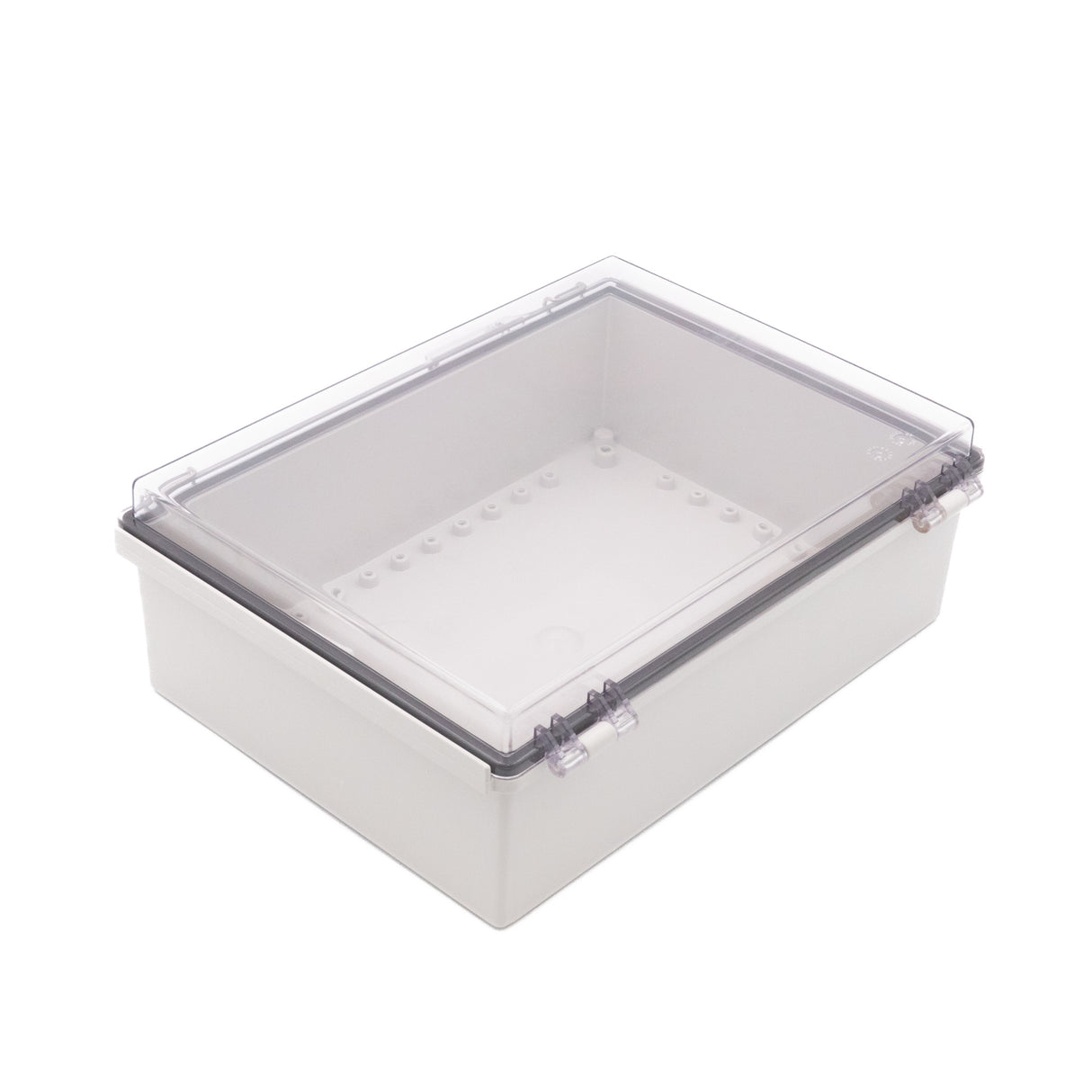 Boxco P-Series 11.02 x 14.96 x 5.12 Inches(280 x 380 x 130mm) Plastic Enclosure, IP67, IK08, PC, Transparent Cover, Molded Hinge and Latch Type