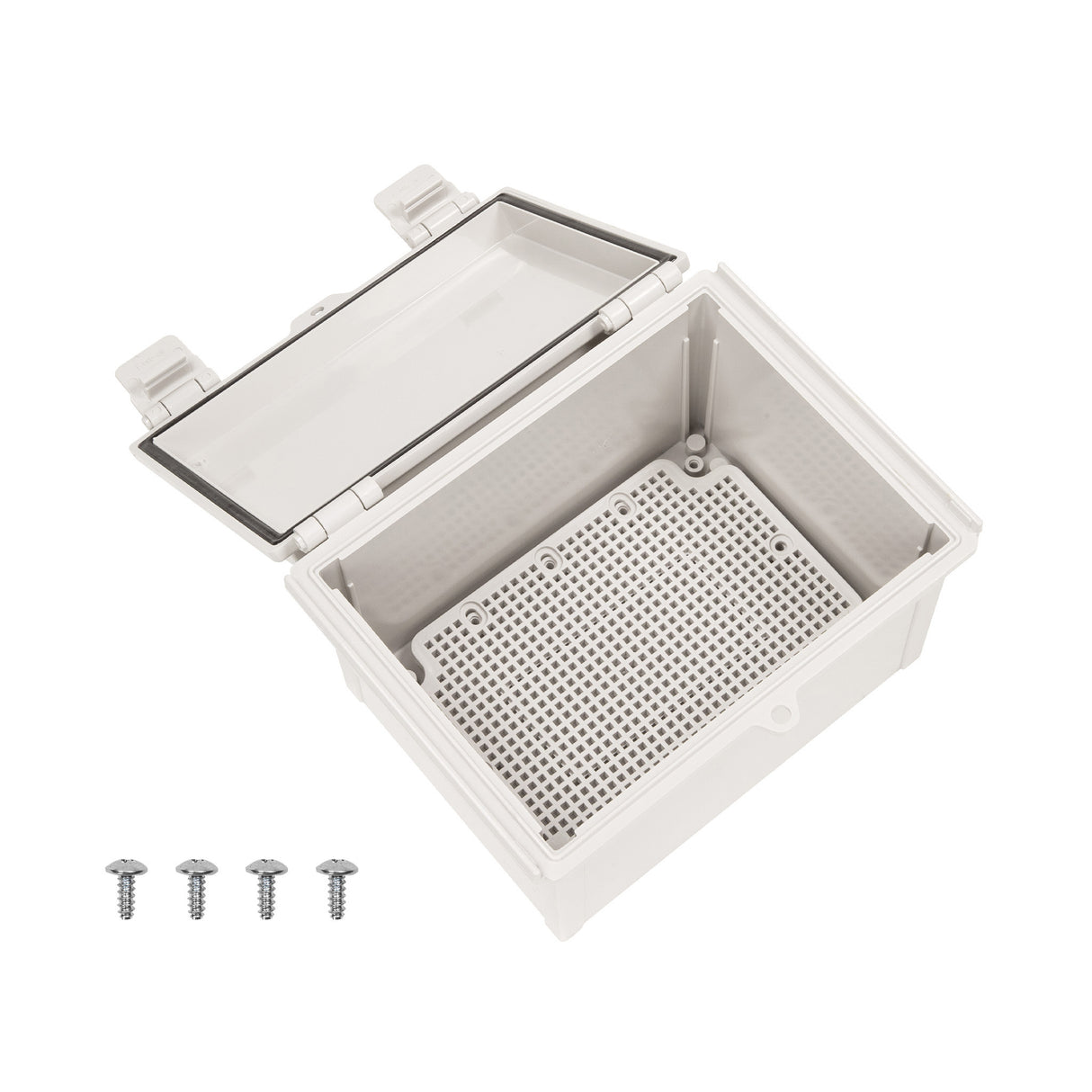 Boxco Q-Series 6.30 x 8.27 x 5.12 Inches(160 x 210 x 130mm) Plastic Enclosure, IP67, IK08, ABS, Grey Cover, Hinge Type with Plate