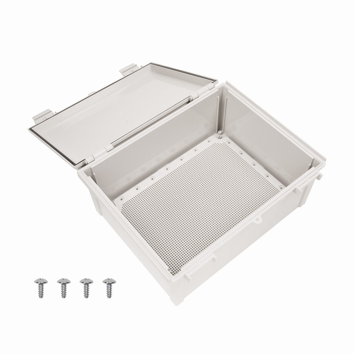 Boxco Q-Series 13.78 x 17.72 x 7.87 Inches(350 x 450 x 200mm) Plastic Enclosure, IP67, IK08, ABS, Grey Cover, Hinge Type with Plate