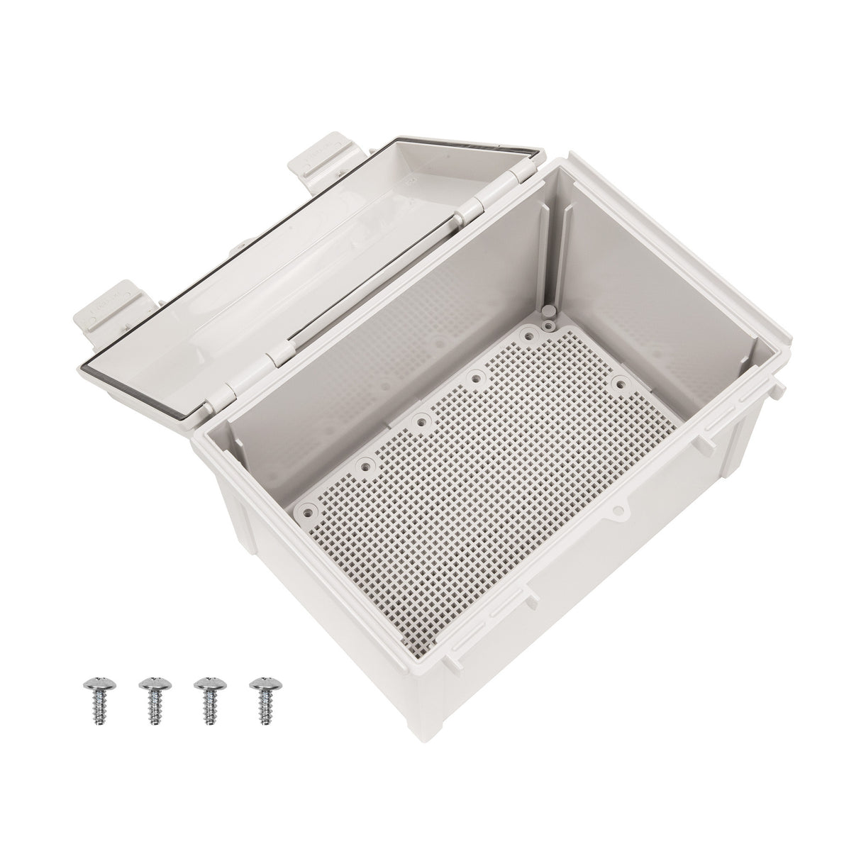 Boxco Q-Series 7.87 x 11.81 x 7.09 Inches(200 x 300 x 180mm) Plastic Enclosure, IP67, IK08, ABS, Grey Cover, Hinge Type with Plate