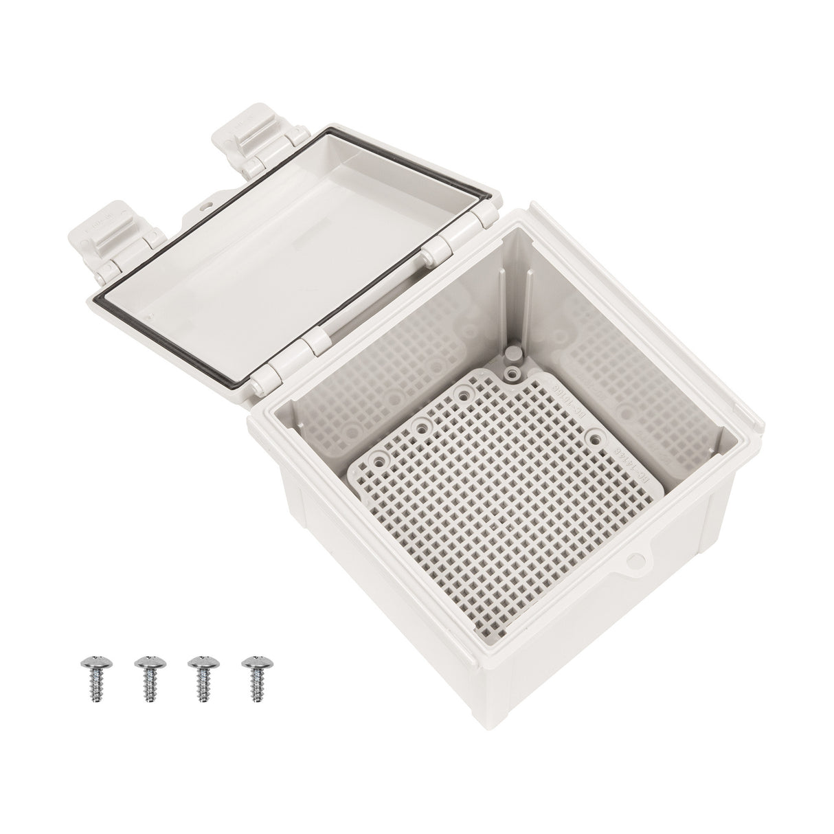 Boxco Q-Series 5.91 x 5.91 x 4.72 Inches(150 x 150 x 120mm) Plastic Enclosure, IP67, IK08, ABS, Grey Cover, Hinge Type with Plate