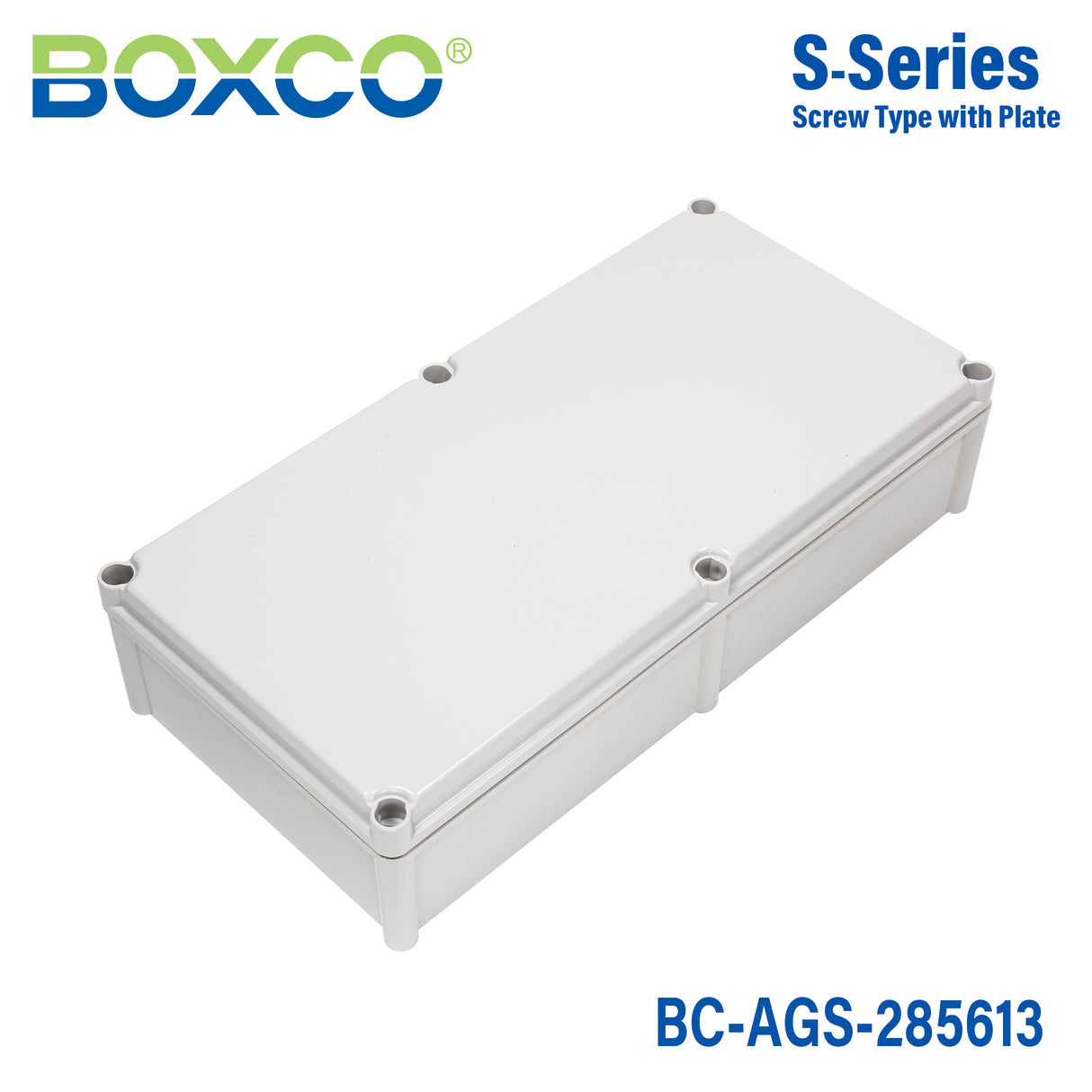 Boxco S-Series 11.02 x 22.05 x 5.12 Inches(280x560x130mm) Plastic Enclosure, IP67, IK08, ABS, Grey Cover, Screw Type