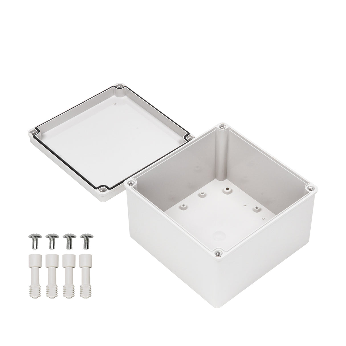 Boxco S-Series 7.87 x 7.87 x 5.12 Inches(200x200x130mm) Plastic Enclosure, IP67, IK08, ABS, Grey Cover, Screw Type