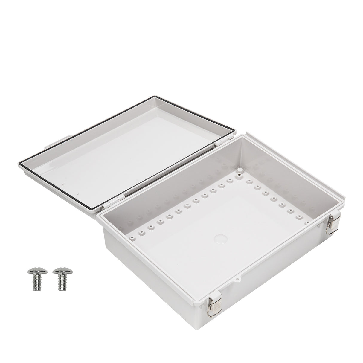 Boxco P-Series 11.81 x 15.75 x 4.72 Inches(300 x 400 x 120mm) Plastic Enclosure, IP67, IK08, ABS, Grey Cover, Molded Hinge and Latch Type