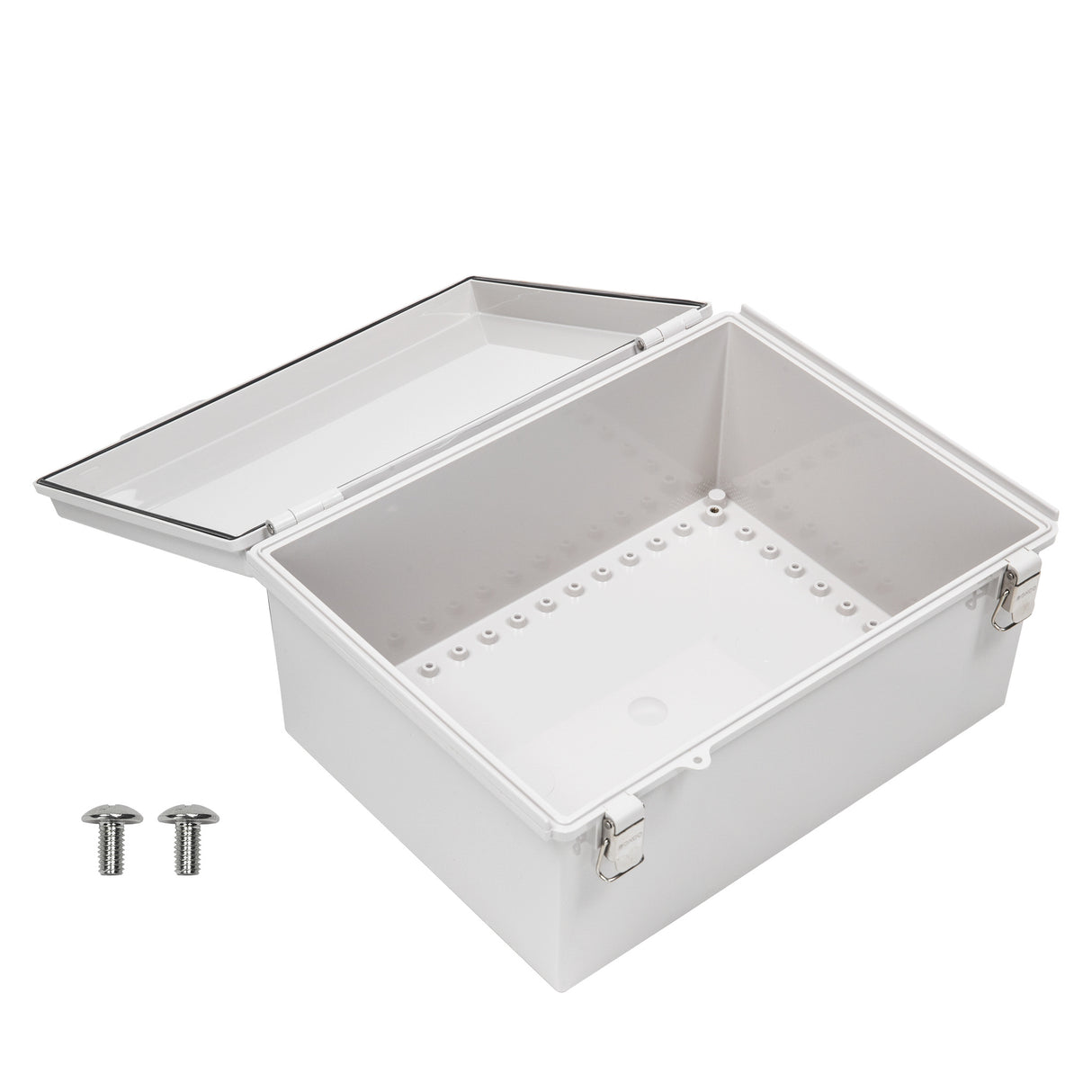 Boxco P-Series 11.81 x 15.75 x 7.09 Inches(300 x 400 x 180mm) Plastic Enclosure, IP67, IK08, ABS, Grey Cover, Molded Hinge and Latch Type