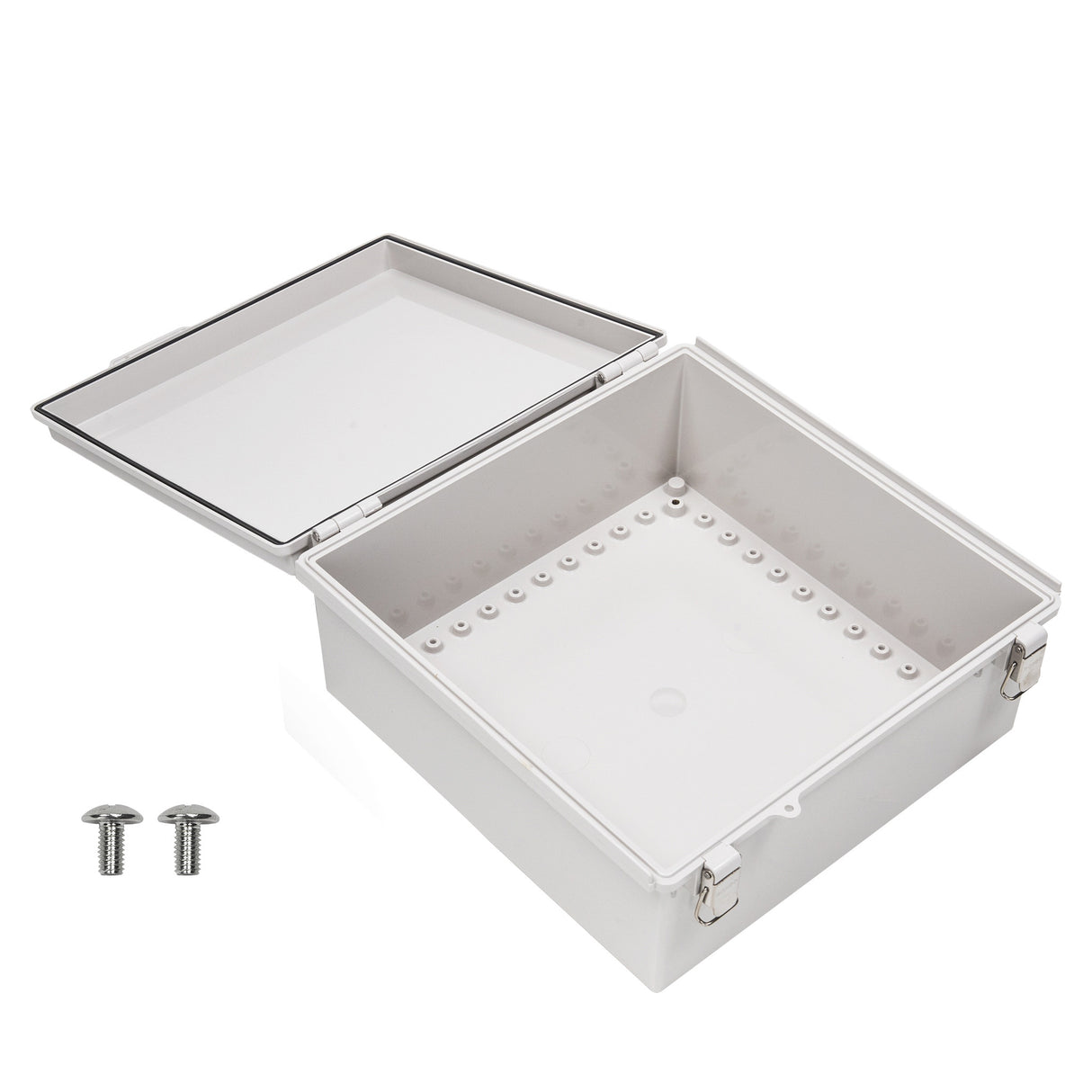 Boxco P-Series 13.78 x 13.78 x 7.09 Inches(350 x 350 x 180mm) Plastic Enclosure, IP67, IK08, PC, Grey Cover, Molded Hinge and Latch Type - PHOTO 3