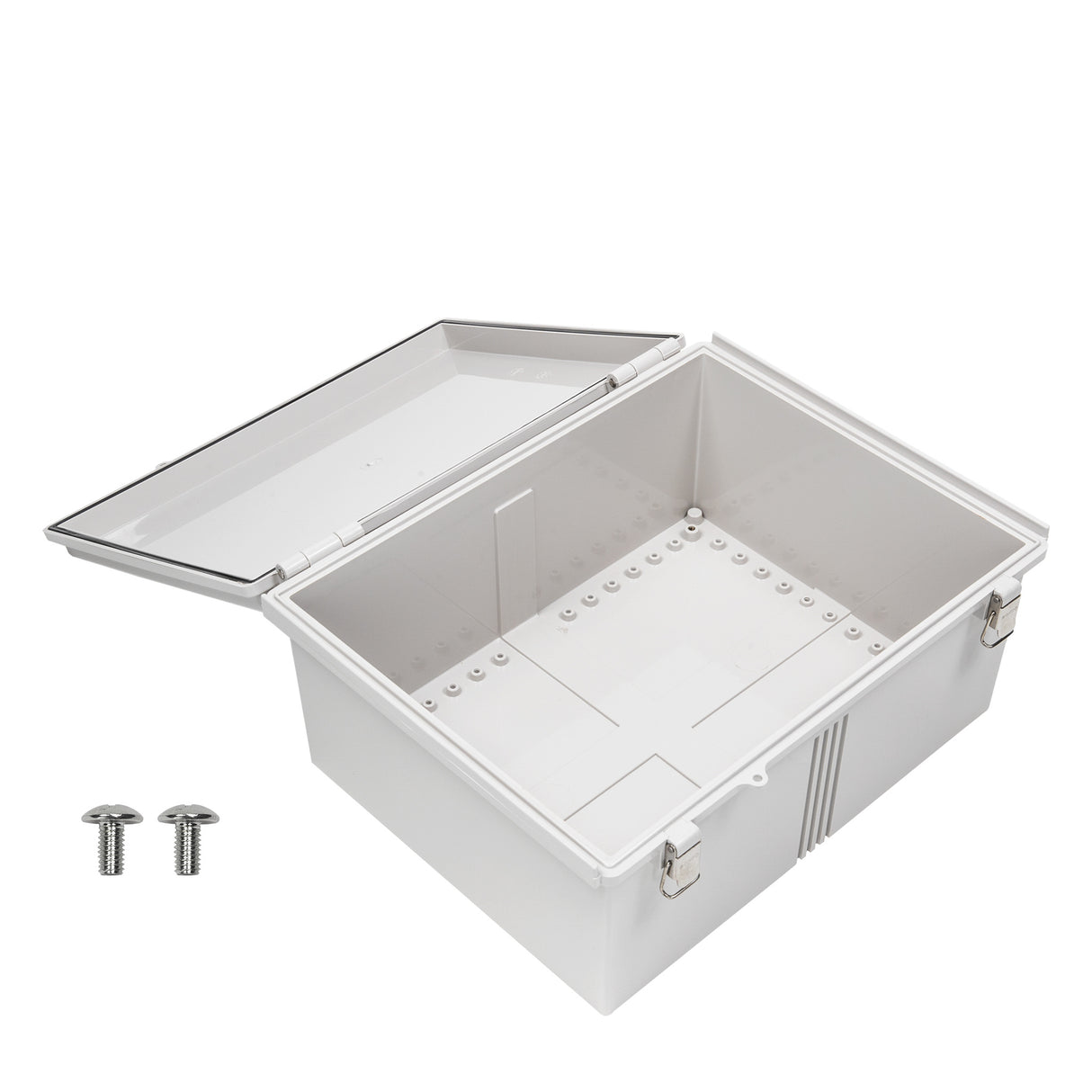 Boxco P-Series 13.78 x 17.72 x 7.87 Inches(350 x 450 x 200mm) Plastic Enclosure, IP67, IK08, PC, Grey Cover, Molded Hinge and Latch Type