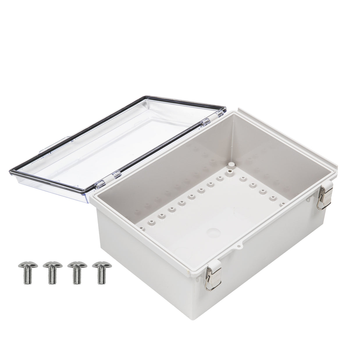 Boxco P-Series 9.84 x 13.78 x 5.91 Inches(250 x 350 x 150mm) Plastic Enclosure, IP67, IK08, ABS, Transparent Cover, Molded Hinge and Latch Type