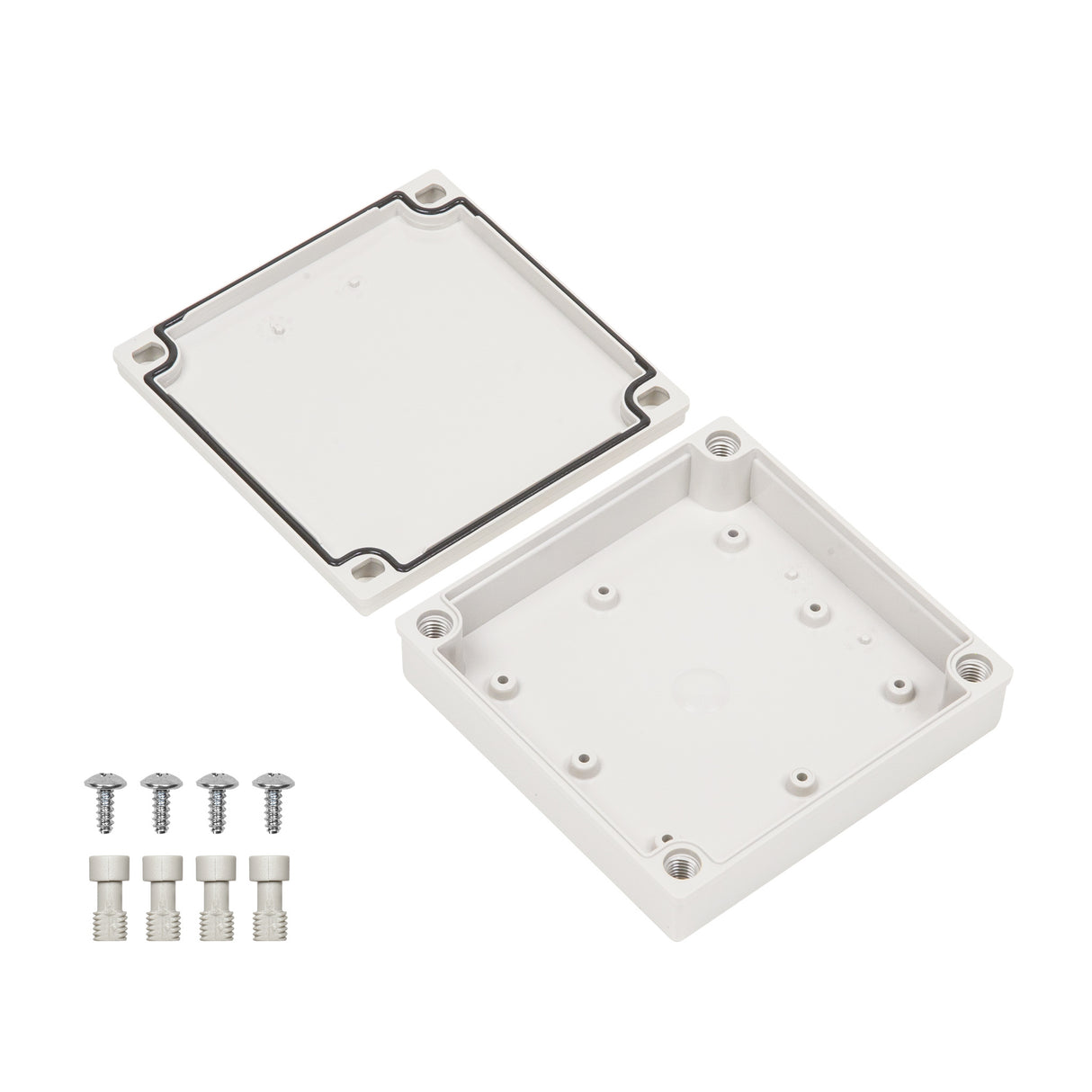 Boxco M-Series 5.12 x 5.12 x 1.38 Inches(130 x 130 x 35mm) Plastic Enclosure, IP67, IK08, ABS, Grey Cover, Screw Type