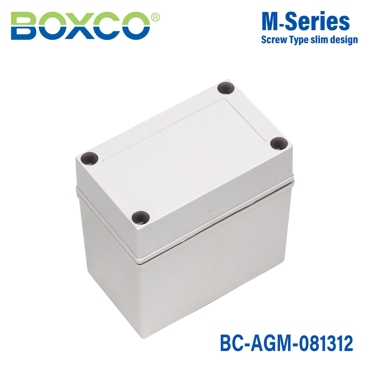 Boxco M-Series 3.15 x 5.12 x 4.92 Inches(80 x 130 x 125mm) Plastic Enclosure, IP67, IK08, ABS, Grey Cover, Screw Type