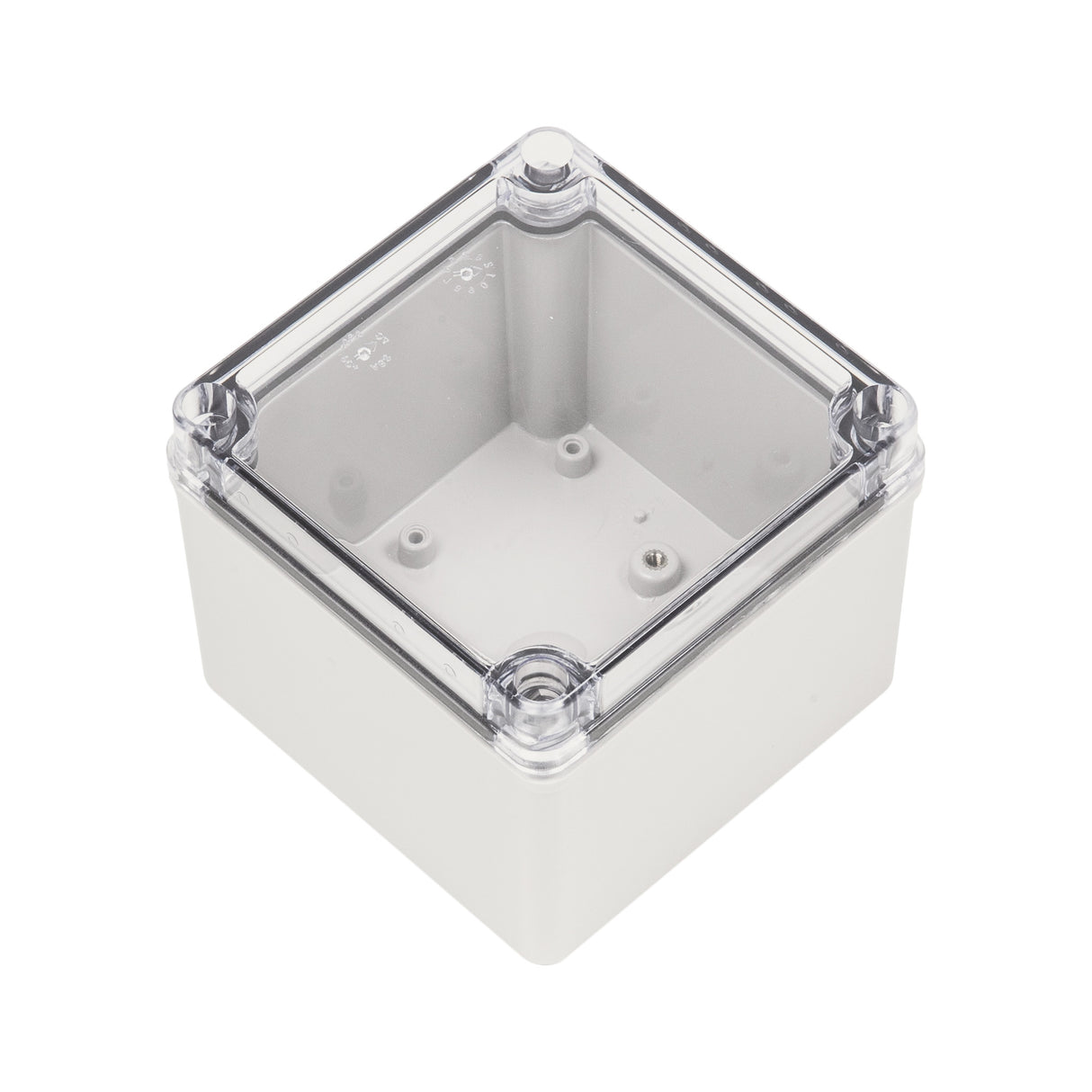 Boxco S-Series 4.92 x 4.92 x 3.94 Inches(125x125x100mm) Plastic Enclosure, IP67, IK08, PC, Transparent Cover, Screw Type