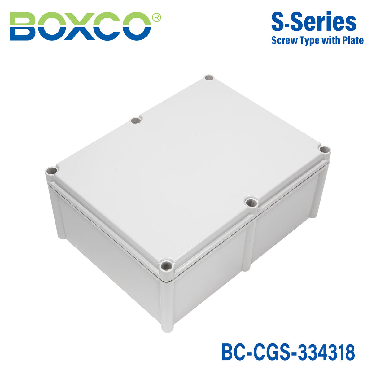Boxco S-Series 12.99 x 16.93 x 7.09 Inches(330x430x180mm) Plastic Enclosure, IP67, IK08, PC, Grey Cover, Screw Type