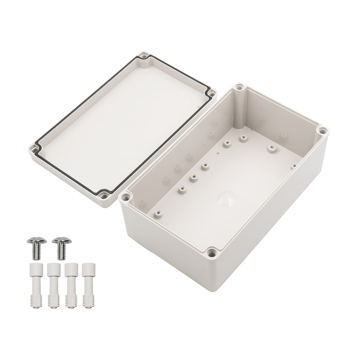 Boxco S-Series 5.91 x 9.84 x 3.94 Inches(150x250x100mm) Plastic Enclosure, IP67, IK08, PC, Grey Cover, Screw Type