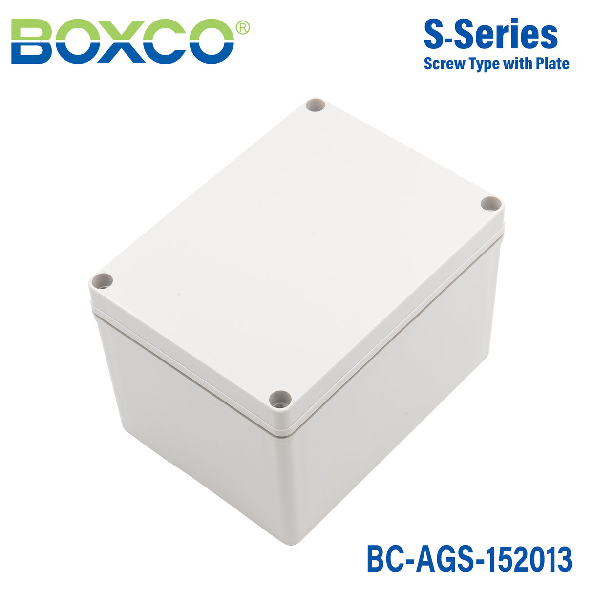 Boxco S-Series 5.91 x 7.87 x 5.12 Inches(150x200x130mm) Plastic Enclosure, IP67, IK08, ABS, Grey Cover, Screw Type