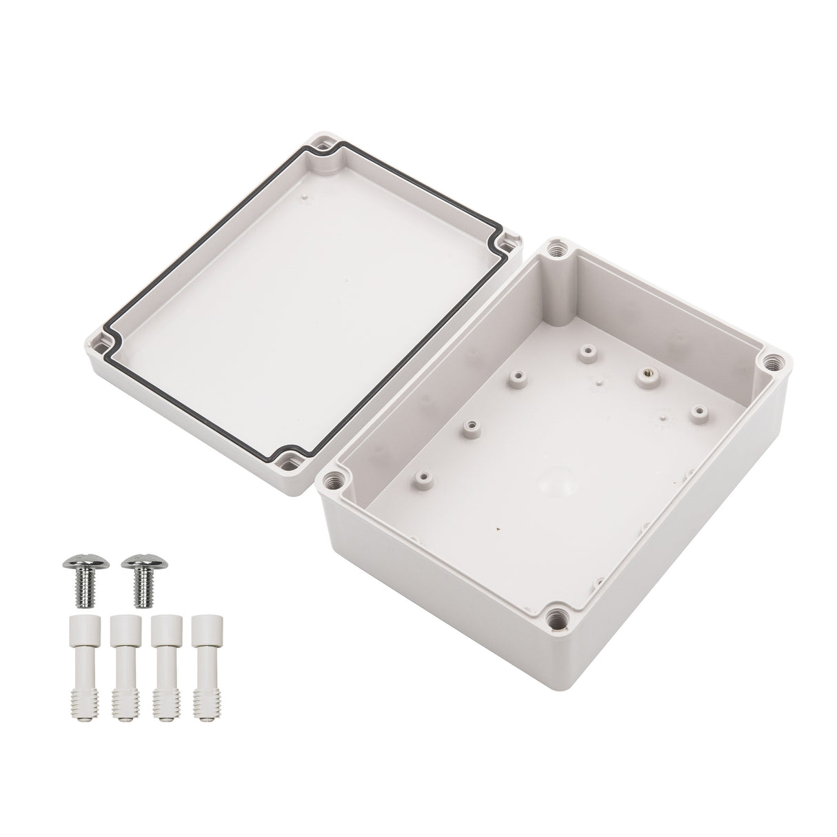 Boxco S-Series 5.91 x 7.87 x 2.95 Inches(150x200x75mm) Plastic Enclosure, IP67, IK08, ABS, Grey Cover, Screw Type