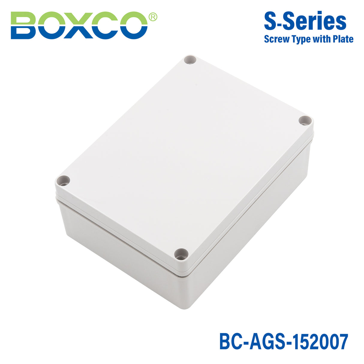 Boxco S-Series 5.91 x 7.87 x 2.95 Inches(150x200x75mm) Plastic Enclosure, IP67, IK08, ABS, Grey Cover, Screw Type