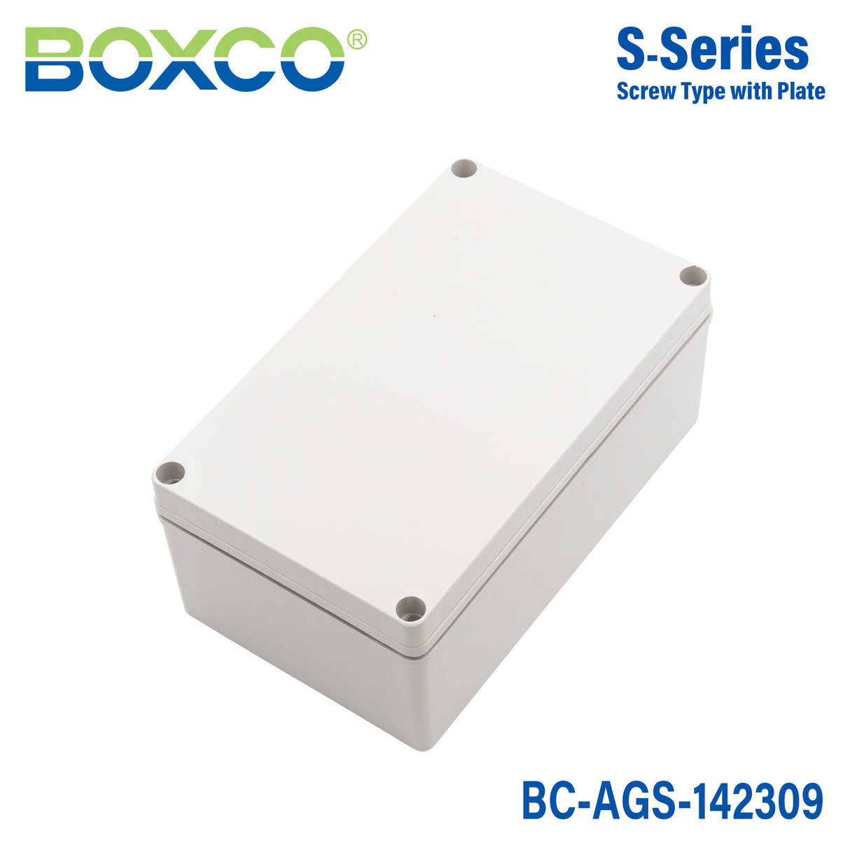 Boxco S-Series 5.51 x 9.06 x 3.74 Inches(140x230x95mm) Plastic Enclosure, IP67, IK08, ABS, Grey Cover, Screw Type