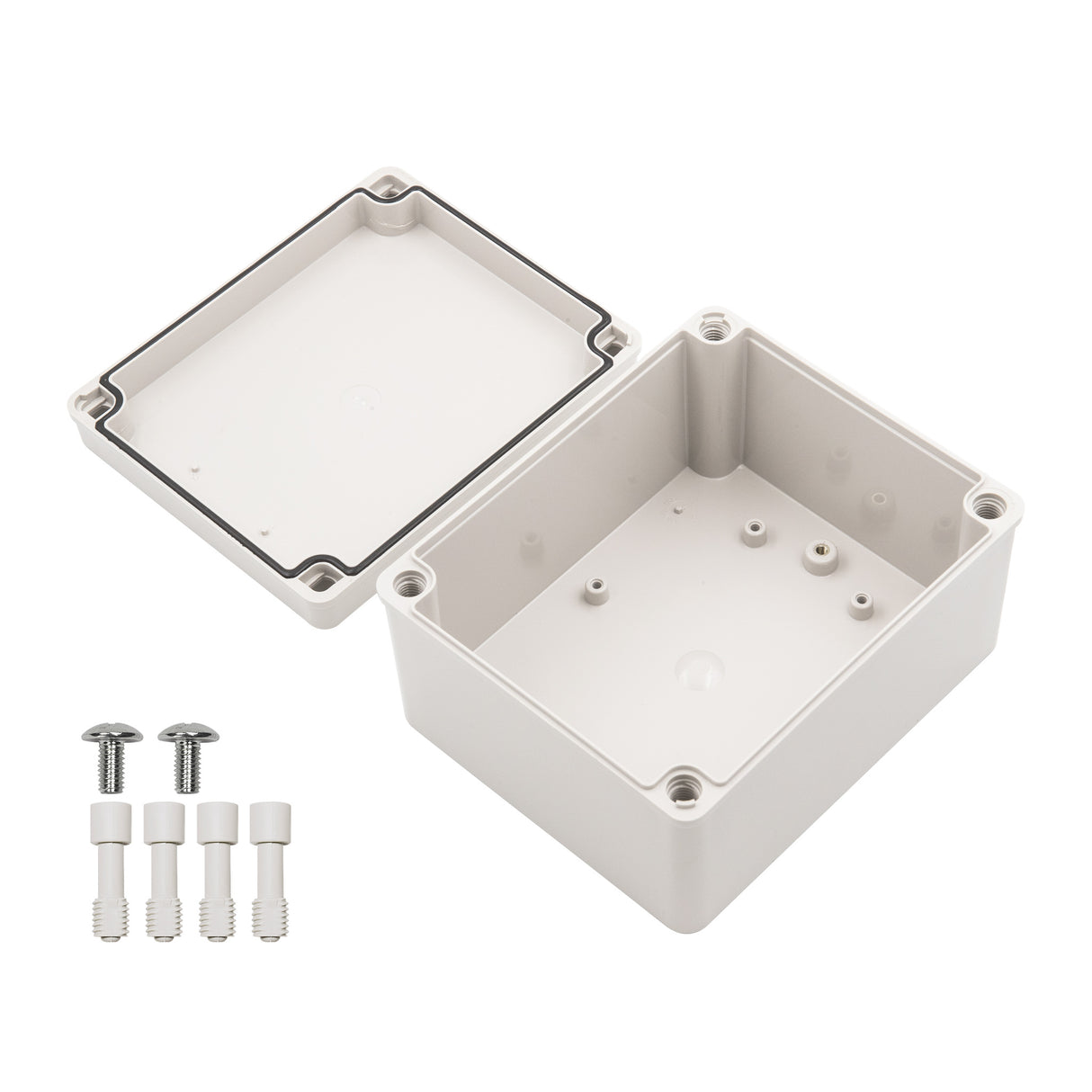 Boxco S-Series 5.51 x 6.69 x 3.74 Inches(140x170x95mm) Plastic Enclosure, IP67, IK08, ABS, Grey Cover, Screw Type