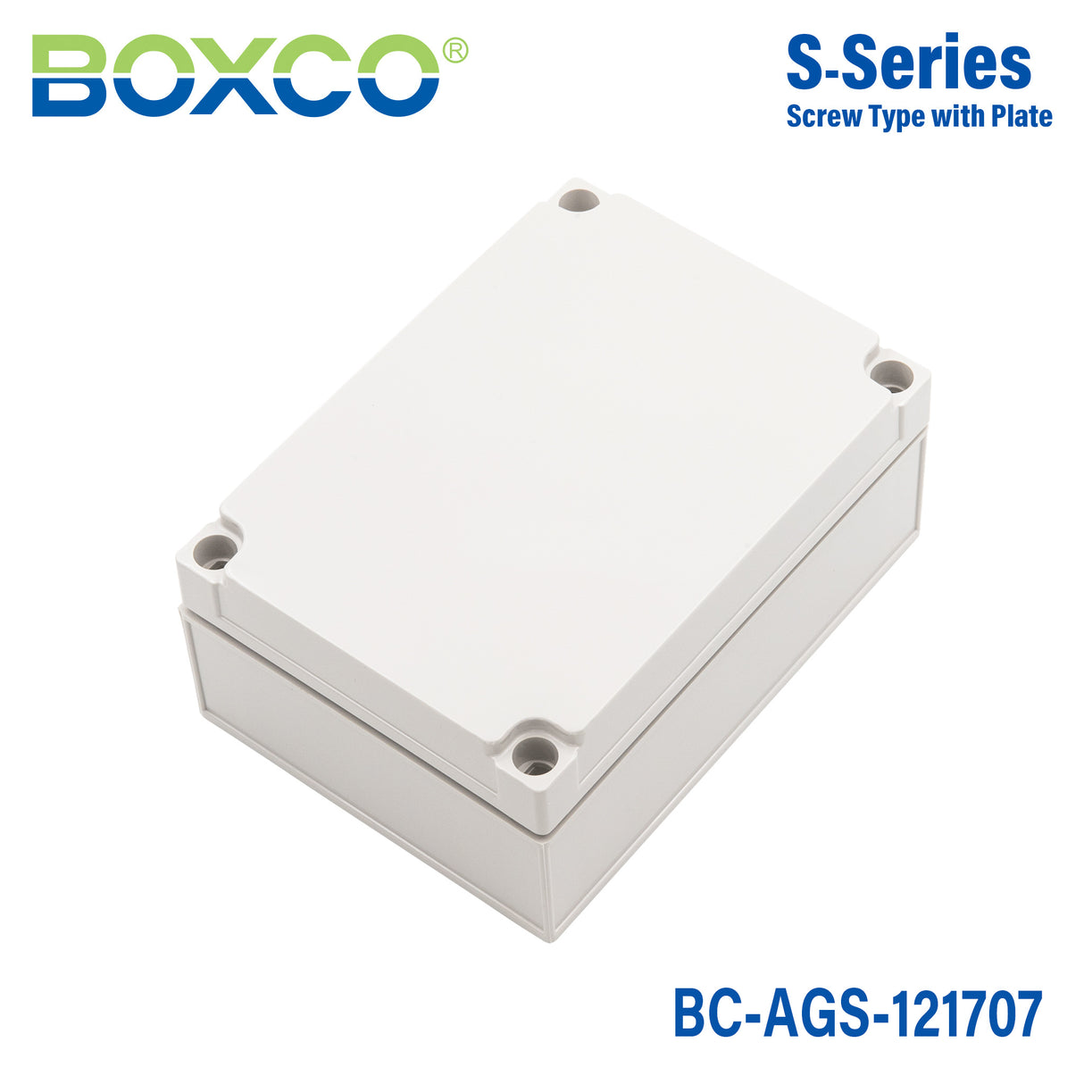 Boxco S-Series 4.92 x 6.89 x 2.95 Inches(125x175x75mm) Plastic Enclosure, IP67, IK08, ABS, Grey Cover, Screw Type