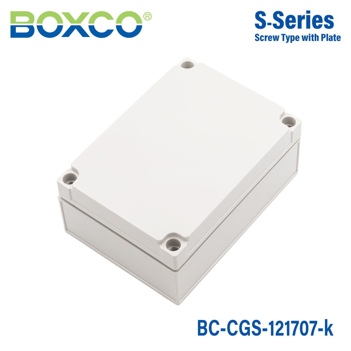 Boxco S-Series 4.92 x 6.89 x 2.95 Inches(125 x 175 x 75mm) Plastic Enclosure, IP67, IK08, PC, Grey Cover, Screw Type