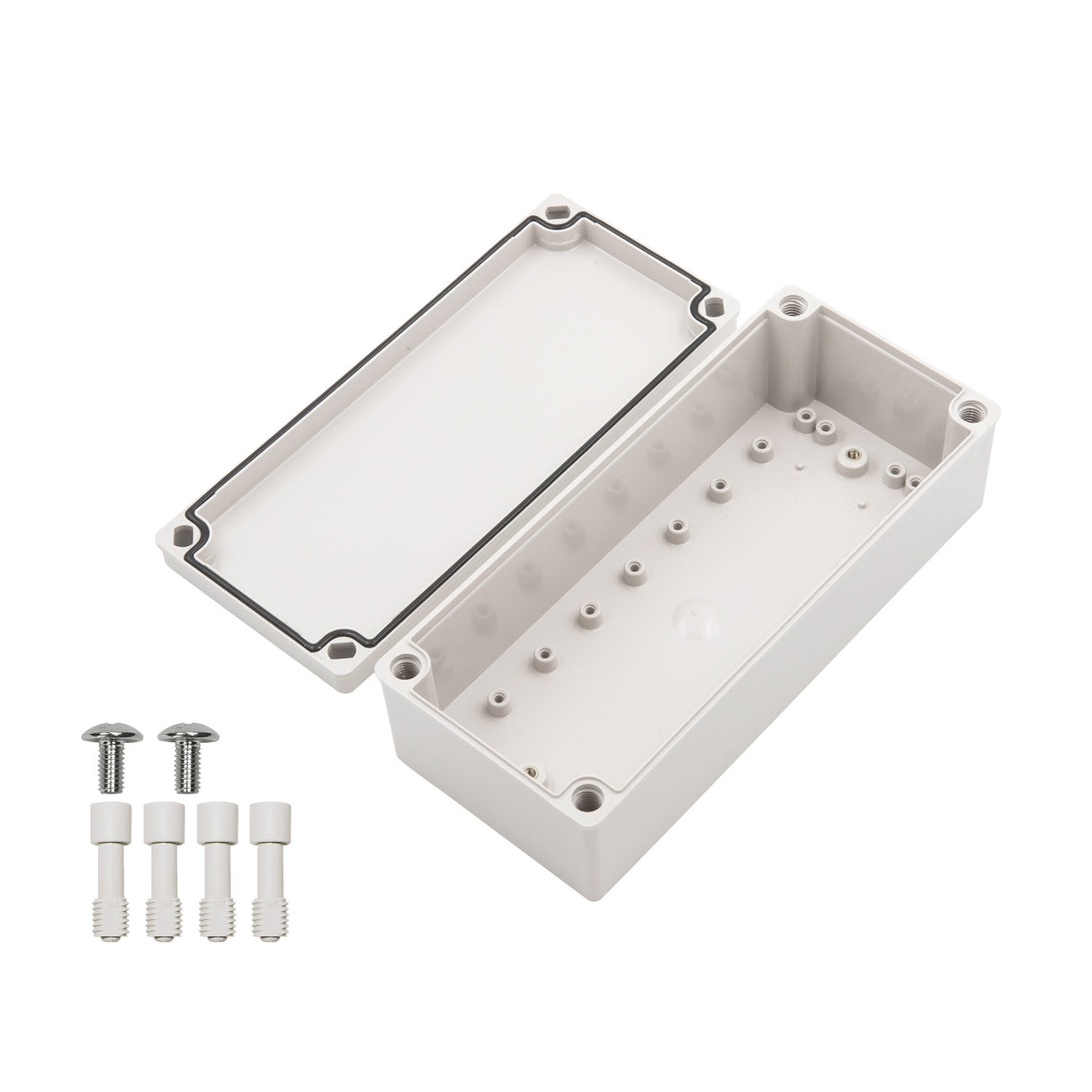 Boxco S-Series 3.94 x 9.06 x 2.76 Inches(100x230x70mm) Plastic Enclosure, IP67, IK08, ABS, Grey Cover, Screw Type