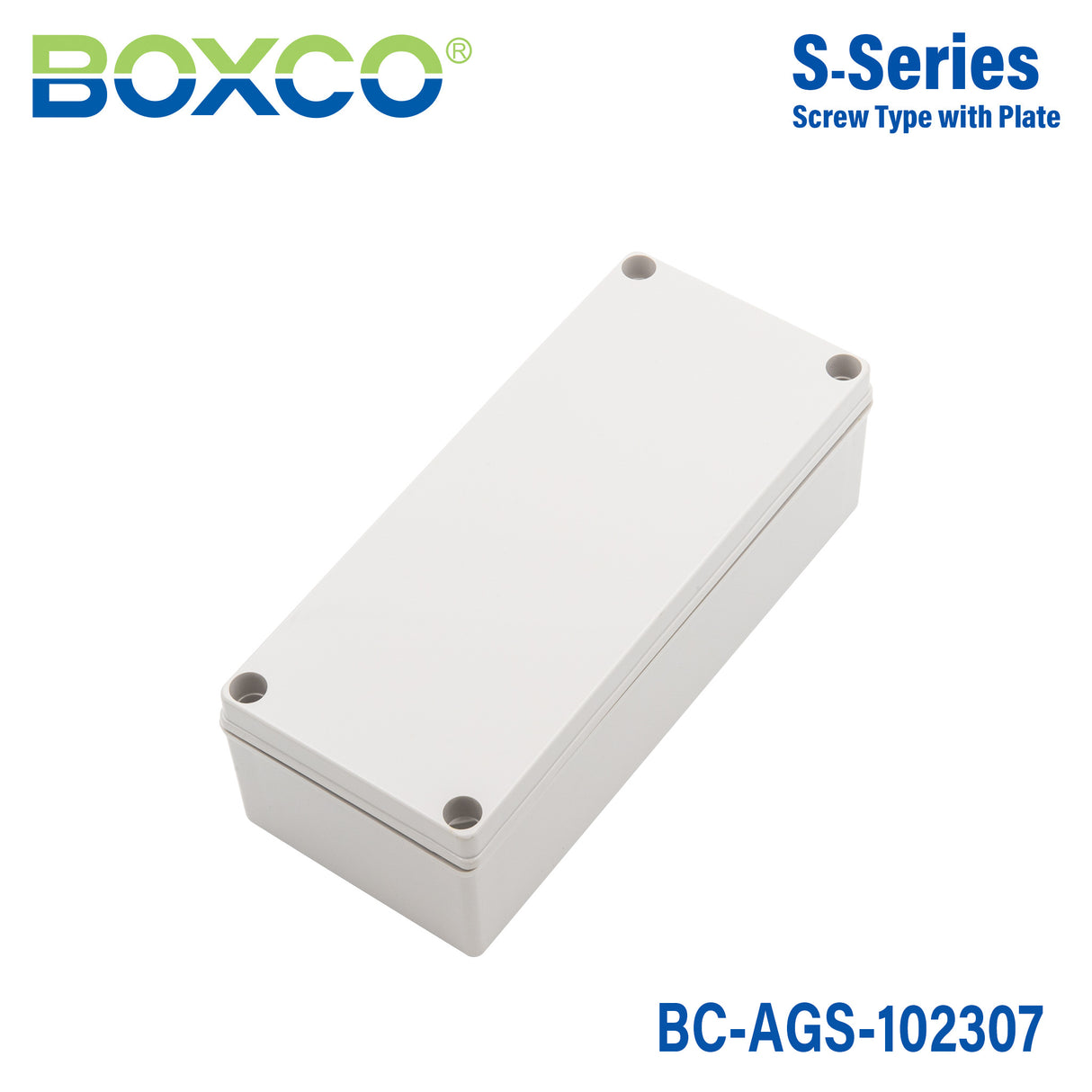 Boxco S-Series 3.94 x 9.06 x 2.76 Inches(100x230x70mm) Plastic Enclosure, IP67, IK08, ABS, Grey Cover, Screw Type