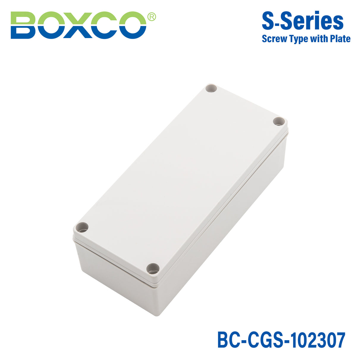 Boxco S-Series 3.94 x 9.06 x 2.76 Inches(100x230x70mm) Plastic Enclosure, IP67, IK08, PC, Grey Cover, Screw Type