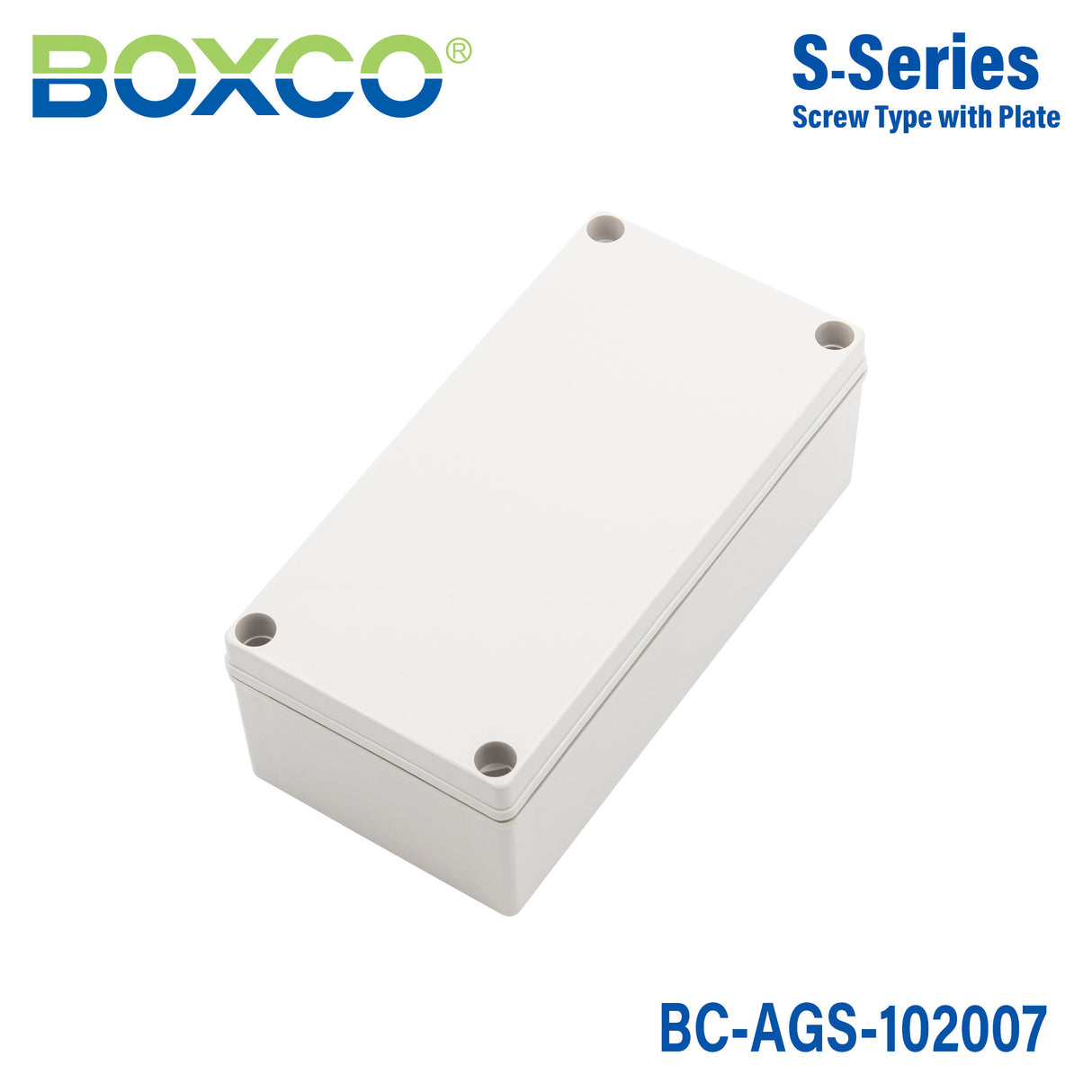 Boxco S-Series 3.94 x 7.87 x 2.76 Inches(100x200x70mm) Plastic Enclosure, IP67, IK08, ABS, Grey Cover, Screw Type