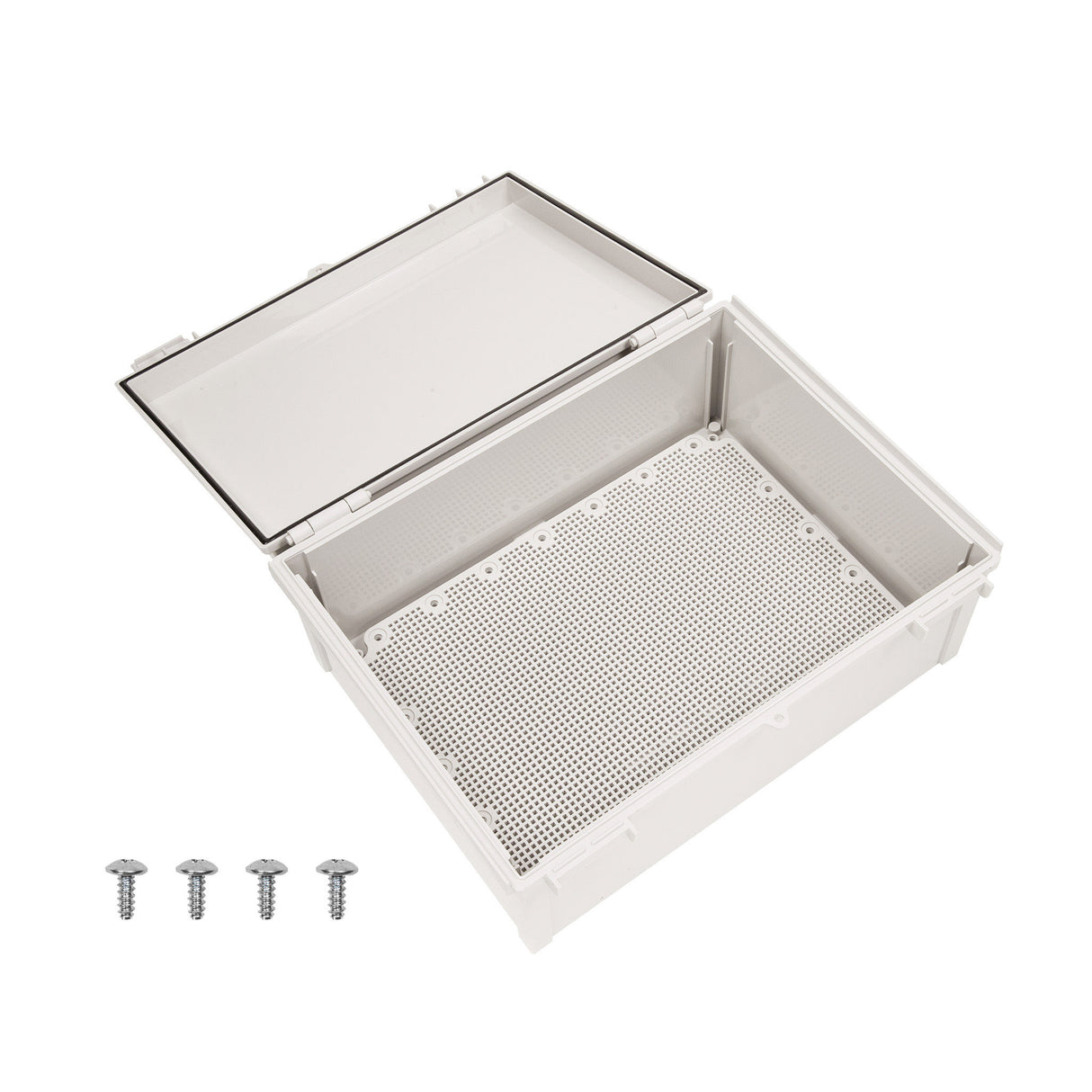 Boxco Q-Series 11.81 x 15.75 x 5.91 Inches(300 x 400 x 150mm) Plastic Enclosure, IP67, IK08, ABS, Grey Cover, Hinge Type with Plate - PHOTO 2