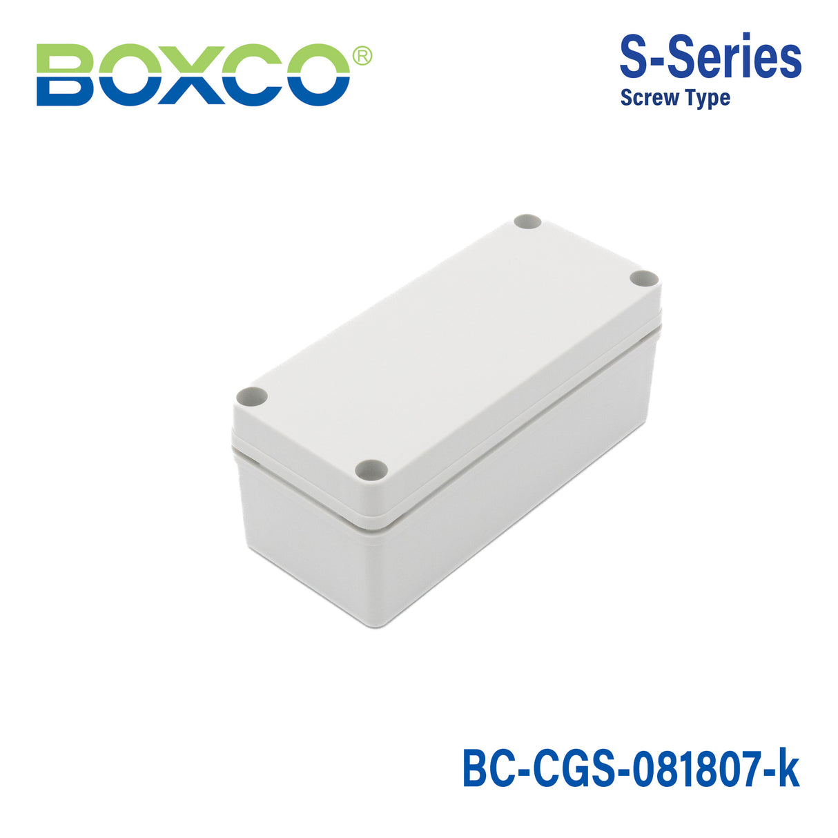 Boxco S-Series 3.15 x 7.09 x 2.76 Inches(80 x 180 x 70mm) Plastic Enclosure, IP67, IK08, PC, Grey Cover, Screw Type