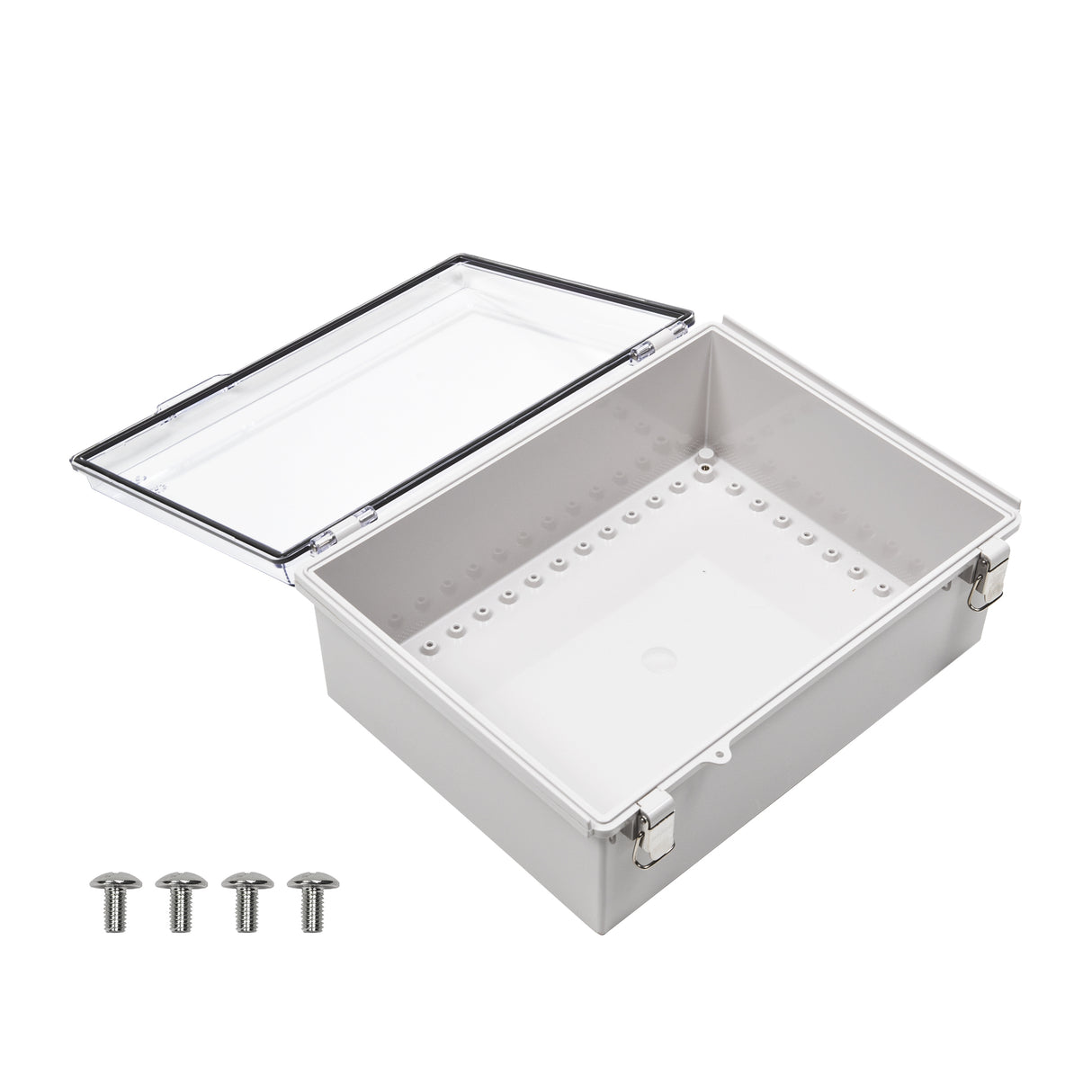 Boxco P-Series 11.81 x 15.75 x 5.91 Inches(300 x 400 x 150mm) Plastic Enclosure, IP67, IK08, ABS, Transparent Cover, Molded Hinge and Latch Type