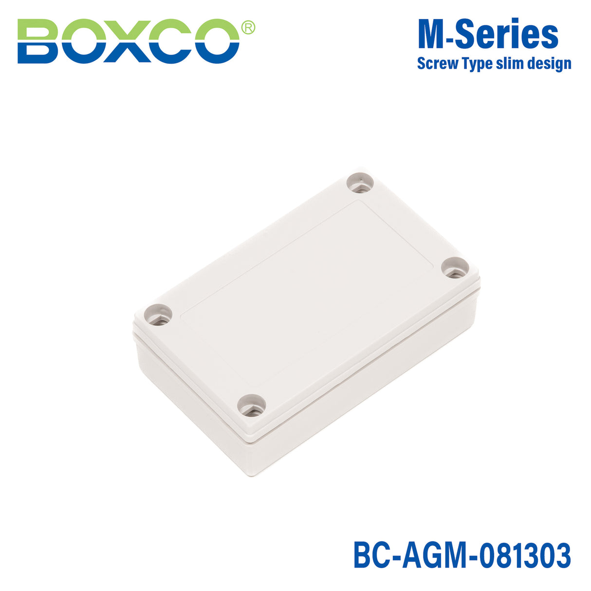 Boxco M-Series 3.15 x 5.12 x 1.38 Inches(80 x 130 x 35mm) Plastic Enclosure, IP67, IK08, ABS, Grey Cover, Screw Type