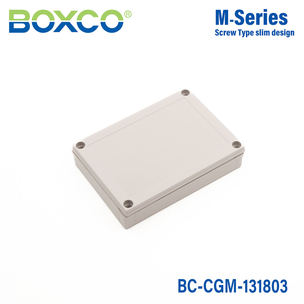 Boxco M-Series 5.12 x 7.09 x 1.38 Inches(130 x 180 x 35mm) Plastic Enclosure, IP67, IK08, PC, Grey Cover, Screw Type